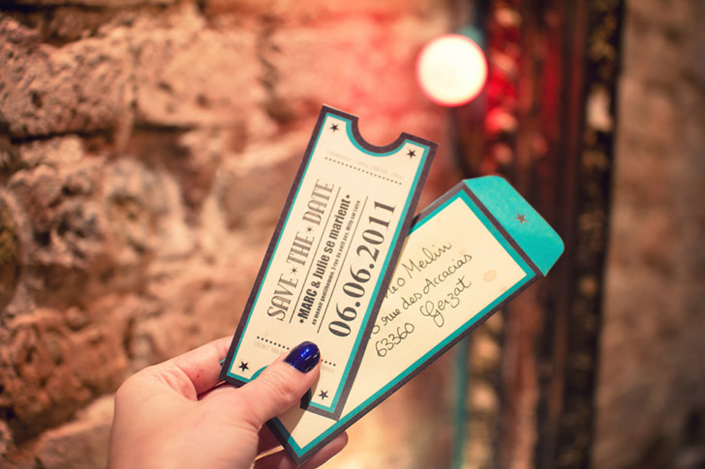 Vintage concert ticket invitations