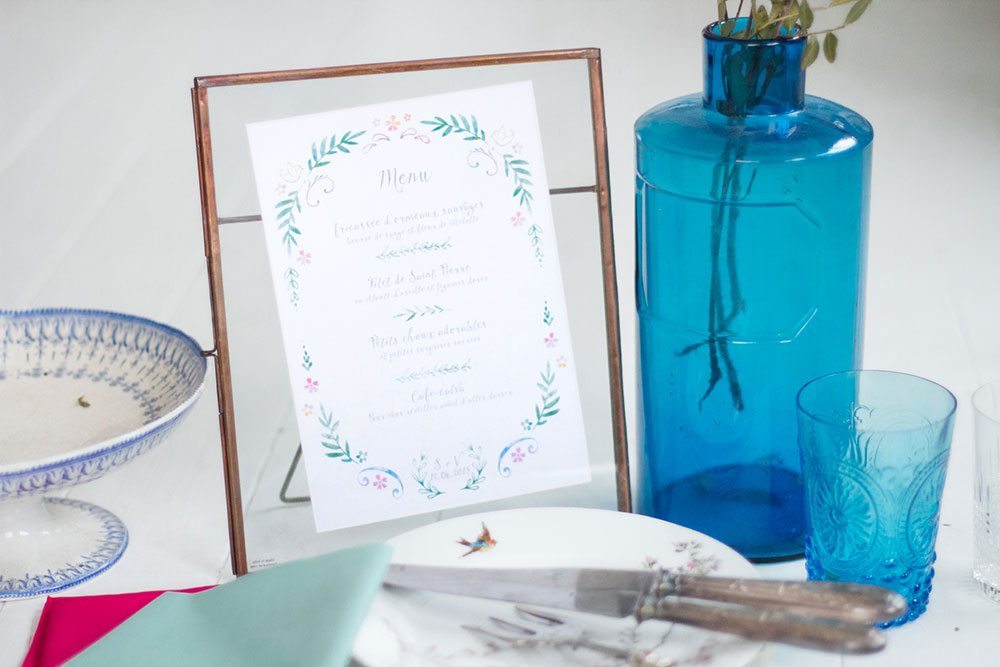 Printable floral menu