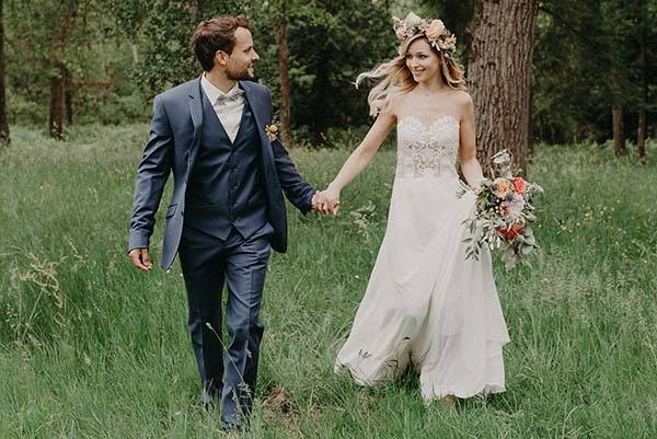 Shooting mariage champêtre aux couleurs naturelles