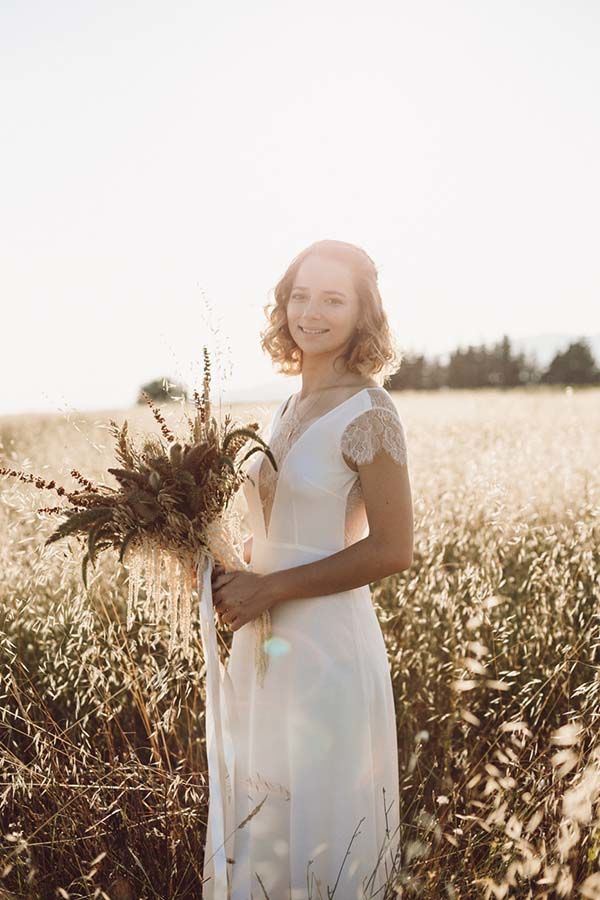 shooting mariage champs blé