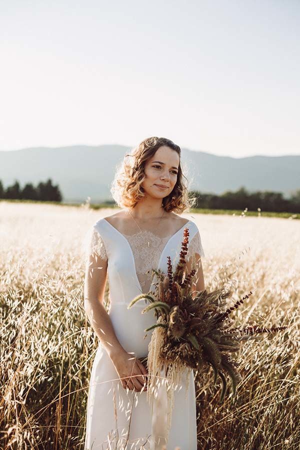 shooting mariage champs blé