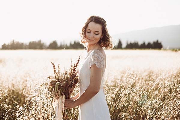 shooting mariage champs blé