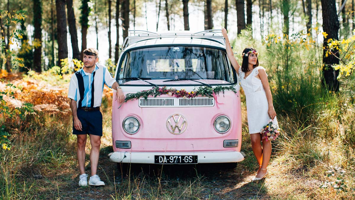 Violaine & Julien, un mariage cool et coloré en Aquitaine